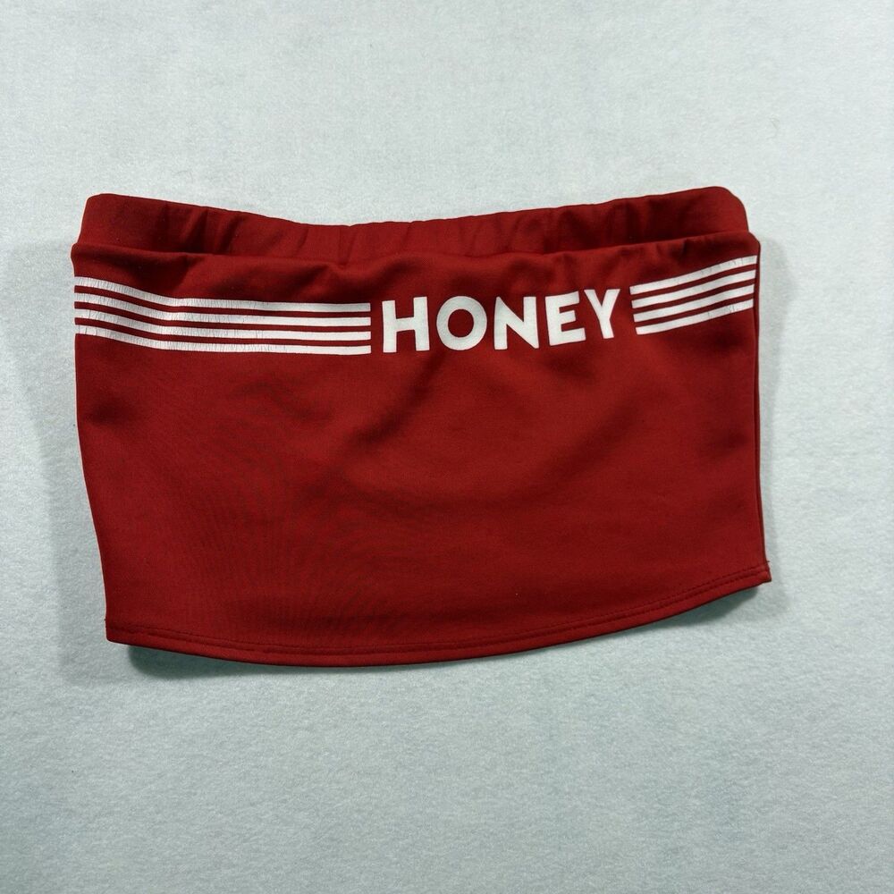 Fashion Nova A Taste of Honey Tube Top Red Strapless Graphic Crop Women’s L